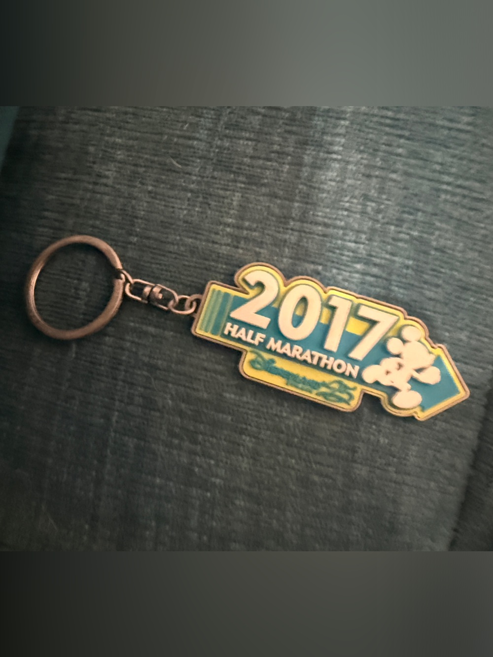 Disney 2017 Half Marathon Keychain - Blue and Gold Enamel